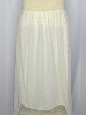 Metro Wear Cream Swiss Dot Tulle Maxi Skirt - Size Large NWOT